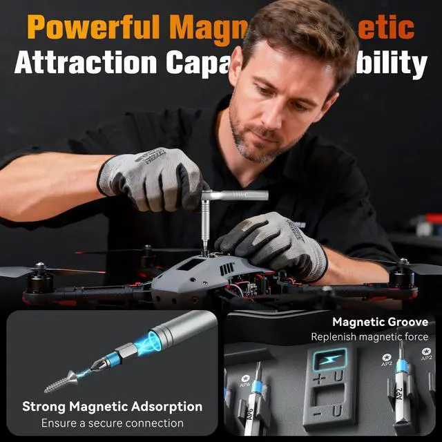 Alt view image 4 of 7 - 66 in 1 Ratchet Screwdriver Set with Detachable Handle, 6.2° Ratchet Head, Multi S2 Steel Bit Free Combination, Portable Repair Tool Kit for Christmas Gifts Furniture, Computer, Bicycle, DIY