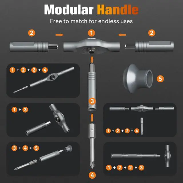 Alt view image 5 of 7 - 66 in 1 Ratchet Screwdriver Set with Detachable Handle, 6.2° Ratchet Head, Multi S2 Steel Bit Free Combination, Portable Repair Tool Kit for Christmas Gifts Furniture, Computer, Bicycle, DIY