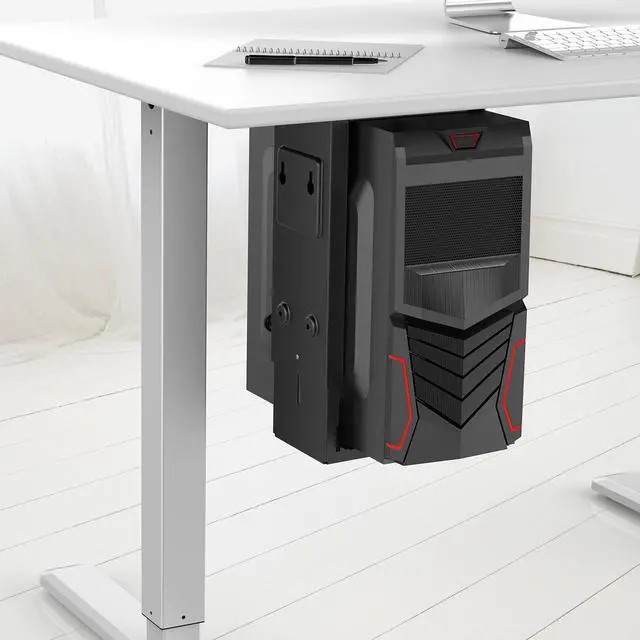 Alt view image 5 of 6 - HumanCentric Adjustable Under Desk Computer Mount and Wall Mount, CPU Holder Fits Most PC or Computer Cases, Adjustable Height and Width, Full 360 Swivel, Up to 22 lb, Hardware Included