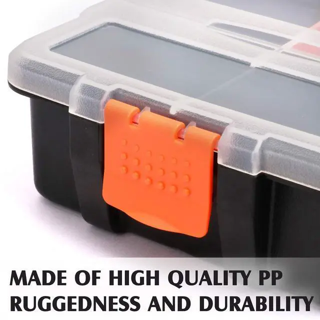 Alt view image 5 of 7 - MIXPOWER 4 Piece Set Toolbox Hardware & Parts Organizers, Versatile and Durable Storage, Customizable Removable Plastic Dividers, storage and carry, Black/Orange