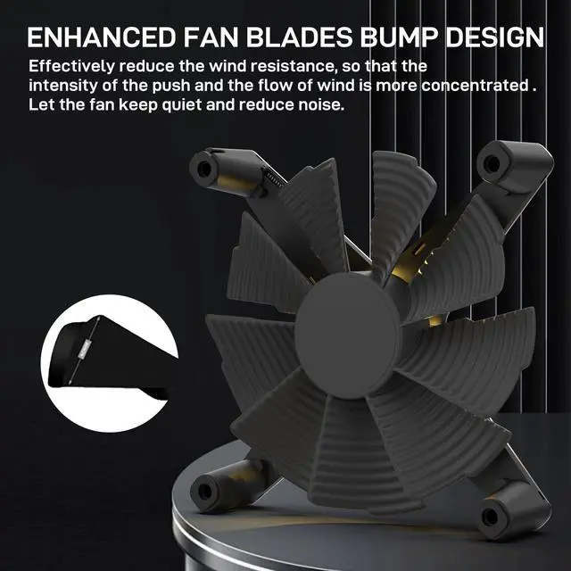 Alt view image 4 of 7 - ALSEYE X12 Case Fan ARGB PWM Computer Air Cooling Fan - High Performance Silent Operation 120mm RGB CPU Cooling (Golden, Standard Blade)
