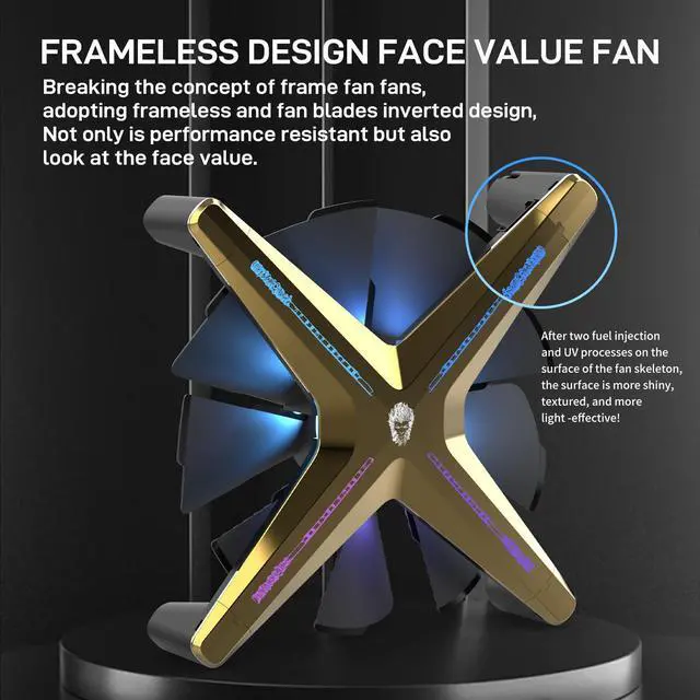 Alt view image 3 of 7 - ALSEYE X12 Case Fan ARGB PWM Computer Air Cooling Fan - High Performance Silent Operation 120mm RGB CPU Cooling (Golden, Standard Blade)