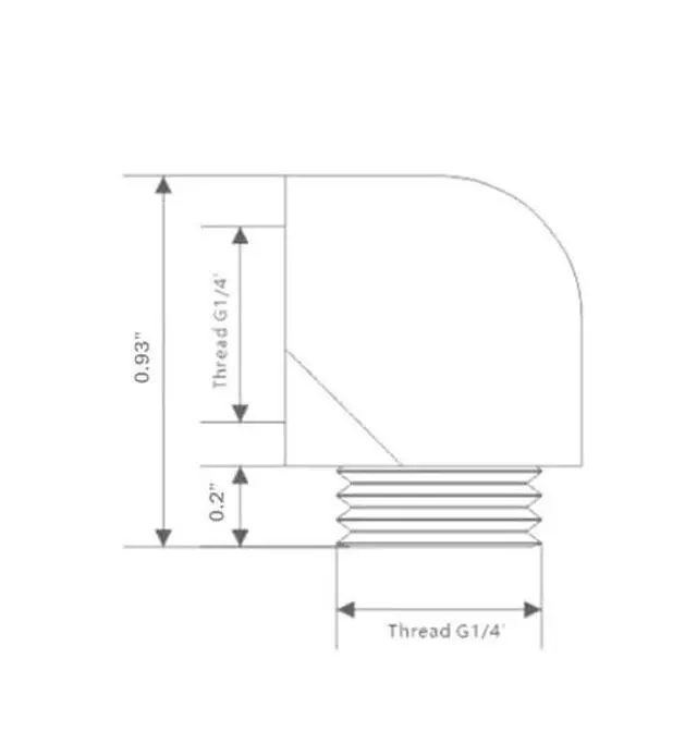 Alt view image 4 of 4 - Dracaena.io 6 Pack G1/4" Male to Female 90° Angle Elbow Fittings, Brass Water Cooling Connector Adapter for PC Computer Liquid Cooling Loop, Durable Leak Proof Extender Fitting, Silver