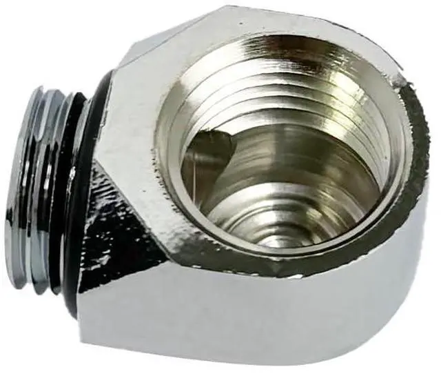 Alt view image 3 of 4 - Dracaena.io 6 Pack G1/4" Male to Female 90° Angle Elbow Fittings, Brass Water Cooling Connector Adapter for PC Computer Liquid Cooling Loop, Durable Leak Proof Extender Fitting, Silver