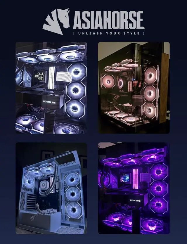 Alt view image 6 of 6 - AsiaHorse AMICI-5GT RGB PC Fans, Infinity Mirror ARGB Fans HDB Bearing Fan Speeds Up to 1800 RPM with 24 LED Lights, Reverse Blade Fan Compatible Motherboard Aura SYNC (Not Wireless Connection)
