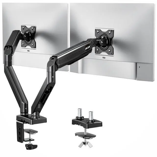 Main image of Dual Monitor Arm, Computer Desk Arm with VESA Mounts for 1732 Screens, Fully Adjustable Gas Spring Monitor Stand, C-Clamp and Grommet Mounting Base, Fits 4.4 to 19.8lbs Computer Monitors
