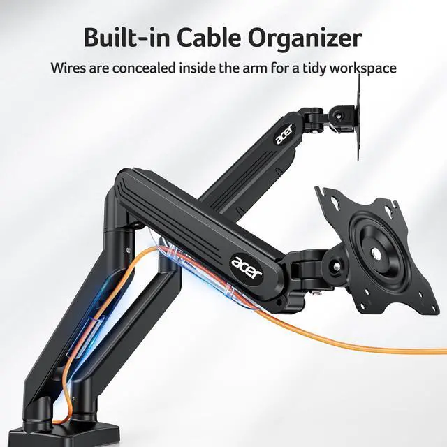 Alt view image 7 of 7 - Dual Monitor Arm, Computer Desk Arm with VESA Mounts for 1732 Screens, Fully Adjustable Gas Spring Monitor Stand, C-Clamp and Grommet Mounting Base, Fits 4.4 to 19.8lbs Computer Monitors