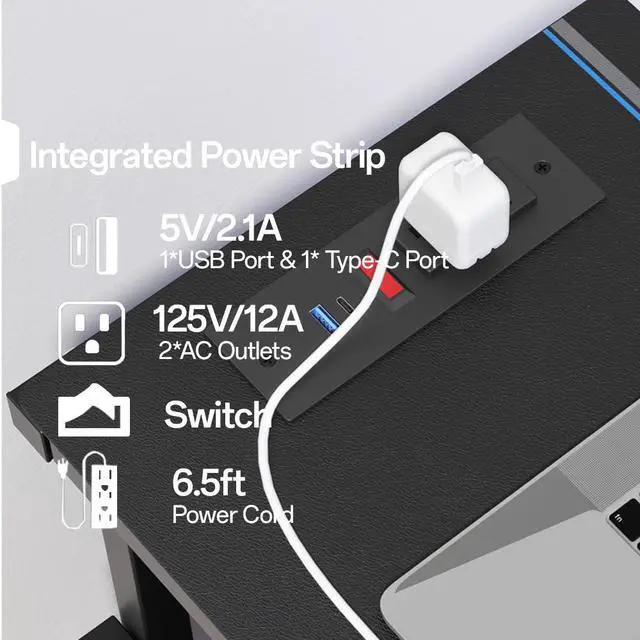 Alt view image 2 of 7 - ZUAVIALA Computer Tower Stand with Power Outlet, 6 Level Height Ajustable PC Tower Stand for Floor, Mobile Rolling CPU Holder Cart for Gaming, Office, Home, 21.34"-28.3", Black