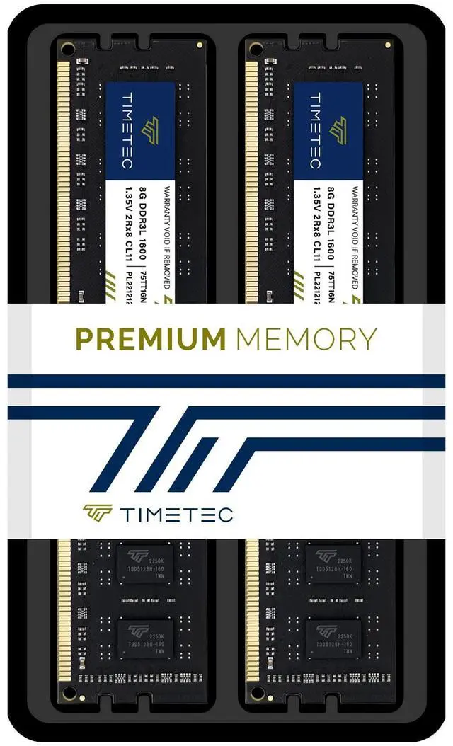 Alt view image 7 of 7 - Timetec 16GB KIT(2x8GB) DDR3L / DDR3 1600MHz (DDR3L-1600) PC3L-12800 / PC3-12800 Non-ECC Unbuffered 1.35V/1.5V CL11 2Rx8 Dual Rank 240 Pin UDIMM Desktop PC Computer Memory RAM(SDRAM) Module Upgrade