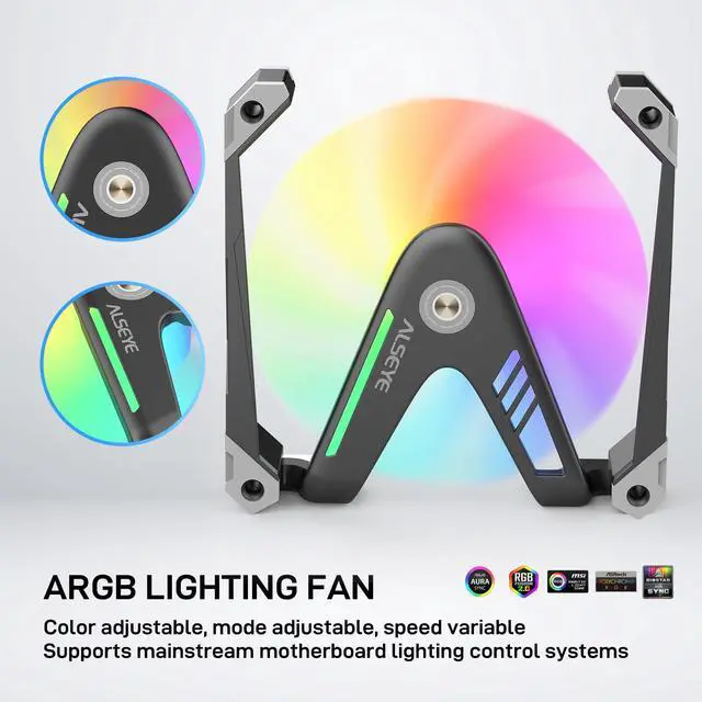 Alt view image 2 of 7 - ALSEYE W12 Pro Case Fan, Extraordinary 'W' Designed PC Fans, Full Aluminium Frame 120mm ARGB & PWM Computer Case Fan (Black)