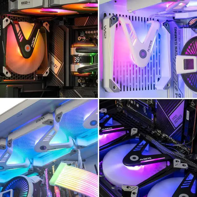 Alt view image 5 of 7 - ALSEYE W12 Pro Case Fan, Extraordinary 'W' Designed PC Fans, Full Aluminium Frame 120mm ARGB & PWM Computer Case Fan (Black)