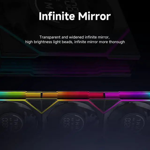 Alt view image 3 of 6 - Jungle Leopard JM V4 120mm Case Fan|Computer Cooling PC ARGB CPU Cooler Daisy Chain Fan|Three-Mode Digital Display|Infinity Mirror Design|600-2100 4Pin PWM ControlBlack Reverse 3-Pack