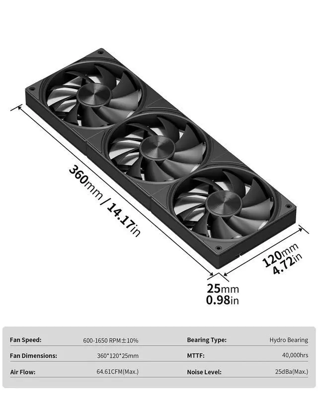 Alt view image 7 of 7 - upHere 360mm All-in-One Computer Case Fan with PWM 4-Pin Interface High Performance Cooling Low Noise for Enhanced PC Cooling U3K3
