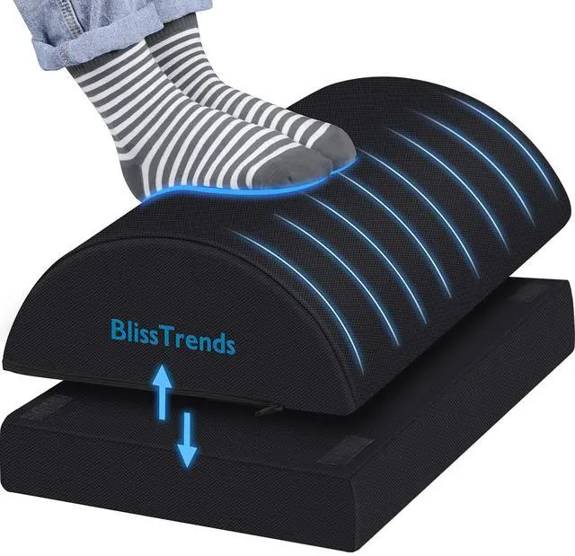 Main image of BlissTrends Foot Rest for Under Desk at Work-Versatile Foot Stool with Washable Cover-Comfortable Footrest with 2 Adjustable Heights for Car,Home and Office to Relieve Back,Lumbar,Knee Pain-Black