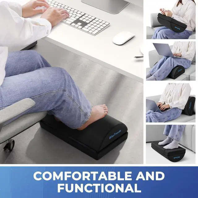 Alt view image 6 of 7 - BlissTrends Foot Rest for Under Desk at Work-Versatile Foot Stool with Washable Cover-Comfortable Footrest with 2 Adjustable Heights for Car,Home and Office to Relieve Back,Lumbar,Knee Pain-Black