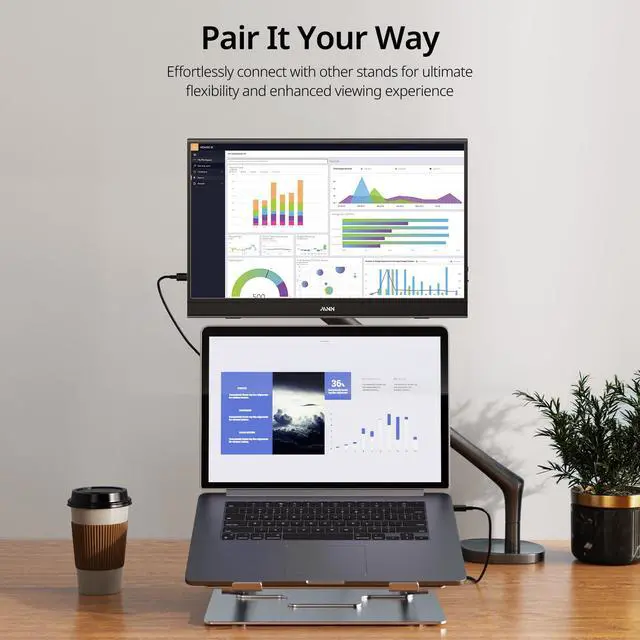 Alt view image 6 of 7 - MNN Portable Monitor 15.6inch FHD 1080P USB C HDMI Gaming Ultra-Slim IPS Display w/Smart Cover & Speakers,HDR Plug&Play, External Monitor for Laptop PC Phone Mac (15.6'' 1080P)