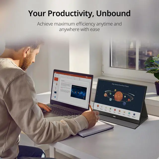 Alt view image 7 of 7 - MNN Portable Monitor 15.6inch FHD 1080P USB C HDMI Gaming Ultra-Slim IPS Display w/Smart Cover & Speakers,HDR Plug&Play, External Monitor for Laptop PC Phone Mac (15.6'' 1080P)