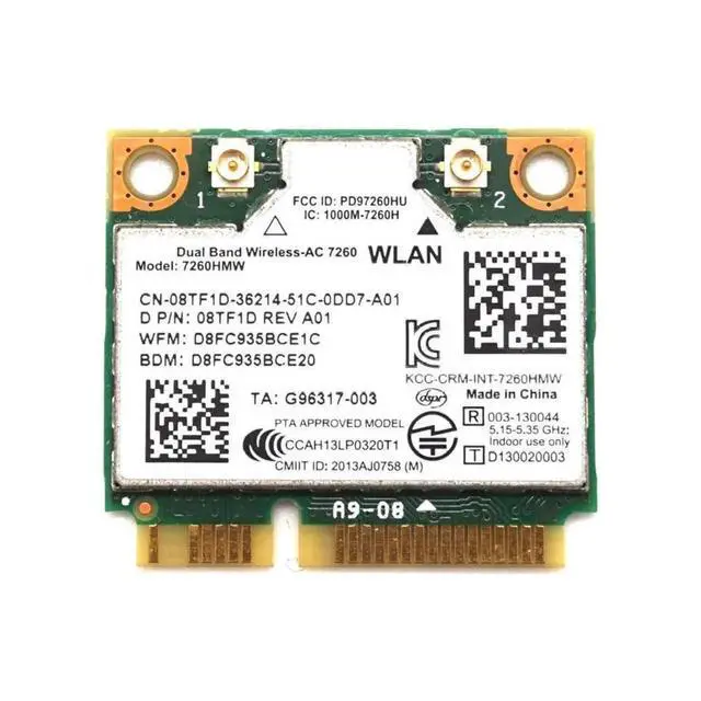 Main image of HighZer0 Electronics Wireless-AC 7260 Half Mini PCIe Network Card | 867 Mbps with Bluetooth 4.0 Support | HMC WLAN Replacement Part 7260.HMWG Wi-Fi Card 7260HMW