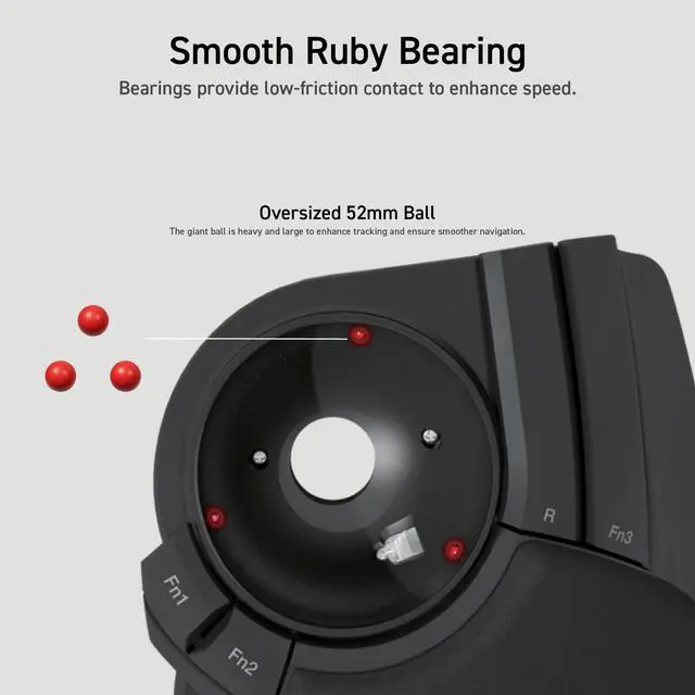 Alt view image 4 of 7 - ELECOM HUGE Trackball, 2.4GHz Wireless USB, Index Finger Control, Customizable 8-Button, Large Soft Palm Rest, 52mm Ball, Windows PC Mac (M-HT1DRBK)