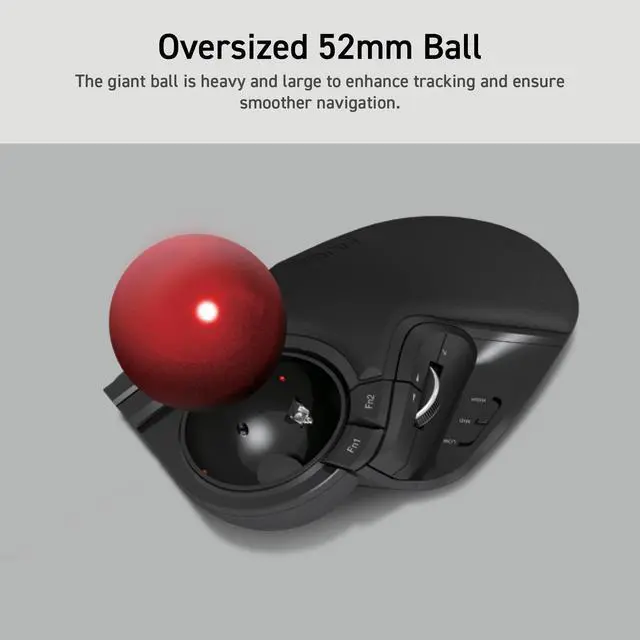 Alt view image 5 of 7 - ELECOM HUGE Trackball, 2.4GHz Wireless USB, Index Finger Control, Customizable 8-Button, Large Soft Palm Rest, 52mm Ball, Windows PC Mac (M-HT1DRBK)