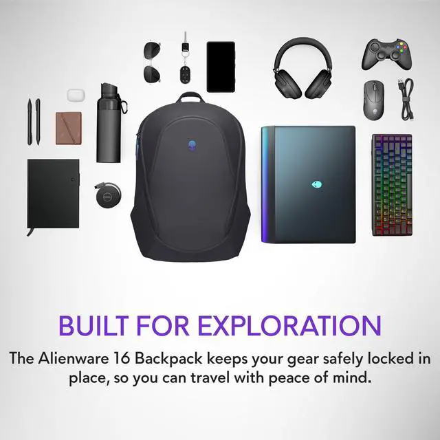 Alt view image 2 of 7 - Alienware 16 Backpack - AW5625P - 21L Capacity, 3D Breathable mesh, Magnetic pocket organizers, RFID safe pocket, Weather resistant, 3D Iridescent reflective Alienware logo - Alienware Black