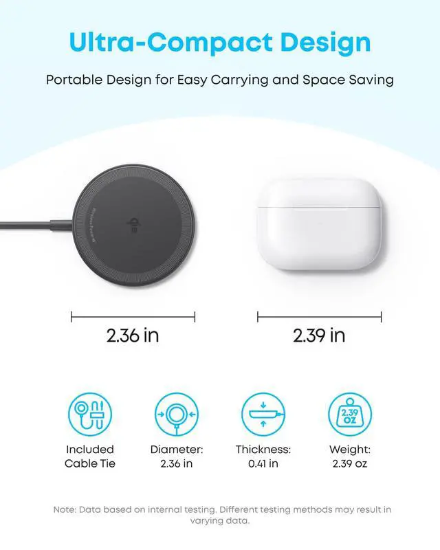 Alt view image 5 of 6 - Zolo Magnetic Wireless Charger, 2-Pack Qi2 Certified 15W MagSafe-Compatible Wireless Charging Pad, for iPhone 17/16/15/14/13 Series, AirPods, and More (Not for Pixel, Adapter Not Included)