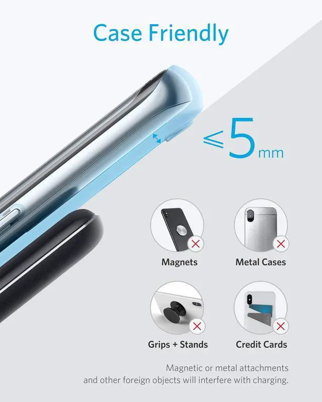 Alt view image 6 of 7 - 313 Wireless Charger (Stand), Qi-Certified for iPhone 17/17 Pro/17 Pro Max/16/15/14/13, 10W Fast-Charging Galaxy S23 S22 S21(No AC Adapter) (Black, 2 Pack)