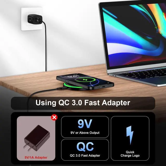 Alt view image 2 of 7 - For Samsung Wireless Charger Fast Charging Pad for Galaxy S26 S25 Ultra/S24 Plus/S24 FE/S24Ultra/S23+/S22/S21,15W Wireless Phone Charger Android Charging Station Mat for Google Pixel 9 8A with Adapter