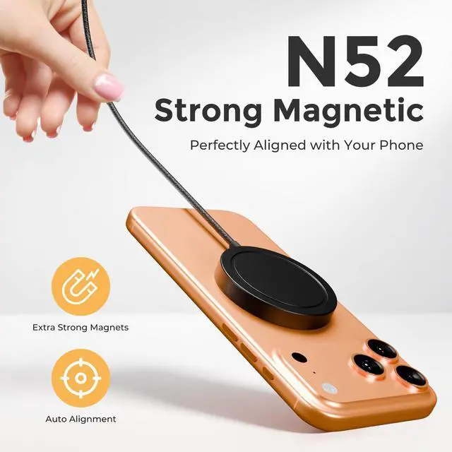 Alt view image 4 of 7 - 25W Magnetic Wireless Charging Pad: Qi2.2 Qi2 MagSafe Fast Charger for Google Pixel 10 iPhone 17 16 Pro Max 16e 15 14 13 12 AirPods & Samsung Galaxy Series Gift Ideal for Desk & Travel (Black, 2Pack)