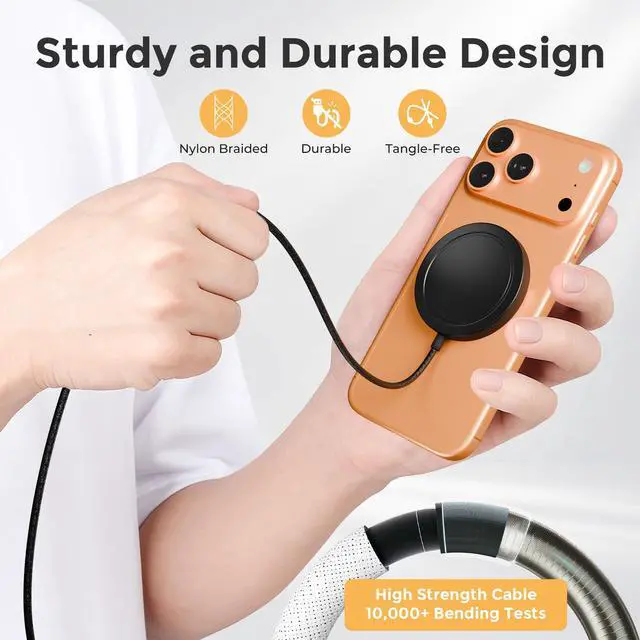 Alt view image 5 of 7 - 25W Magnetic Wireless Charging Pad: Qi2.2 Qi2 MagSafe Fast Charger for Google Pixel 10 iPhone 17 16 Pro Max 16e 15 14 13 12 AirPods & Samsung Galaxy Series Gift Ideal for Desk & Travel (Black, 2Pack)