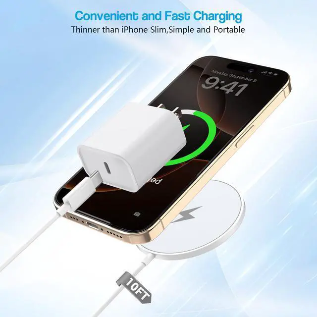 Alt view image 4 of 7 - 10FT Magnetic Wireless Charger,15W Fast Apple Mag-Safe Charger for iPhone 17/16/15 PD with USBC Apple Fast Charging Block 10Foot Quick Charge for iPhone 17/17 Air/17 16 15 Pro/Pro Max/14/13/12/AirPods