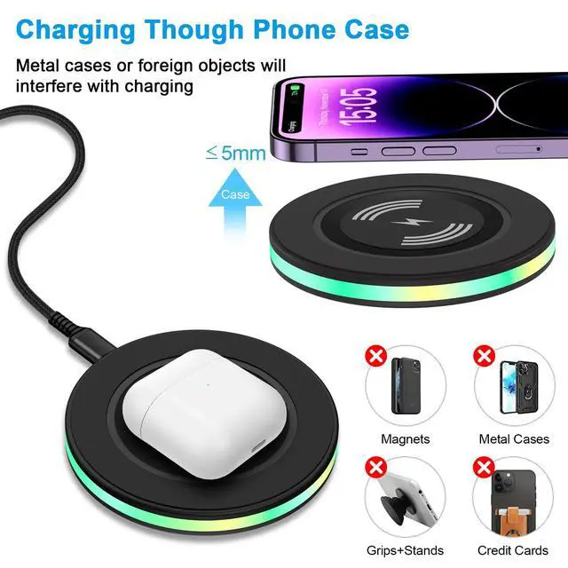 Alt view image 3 of 6 - Android Wireless Charger Fast Charging Pad for Samsung Galaxy S26 Ultra S26+ S26 S25Edge S25 Ultra S25+ S25 S24 Ultra S24+ S24 S23 S22 S21 S20 Ultra FE, Samsung Wireless Charger Phone Charger Station