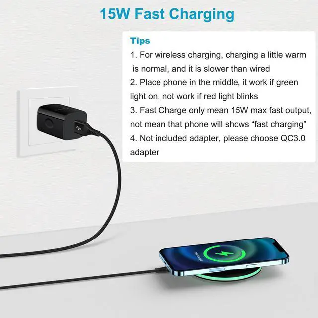 Alt view image 2 of 7 - 15W Phone Wireless Charger for Samsung Galaxy S26 S26+ S25 FE Edge Plus Ultra S25+ S24 S23 S22 S21 S20 Ultra 5G FE S10 S9 S8 S7 S6, Note 20 10 9 8, Fast Charging Pad for Z Fold5/4/3/2, Z Flip5/4/3