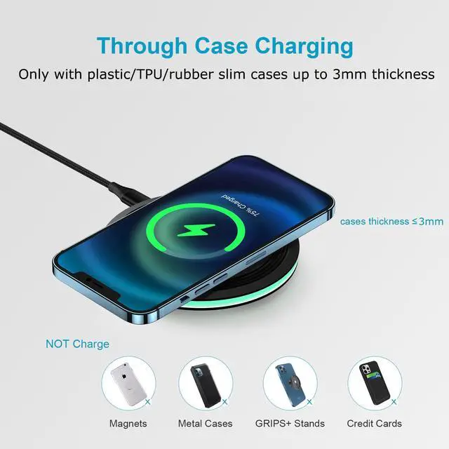 Alt view image 3 of 7 - 15W Phone Wireless Charger for Samsung Galaxy S26 S26+ S25 FE Edge Plus Ultra S25+ S24 S23 S22 S21 S20 Ultra 5G FE S10 S9 S8 S7 S6, Note 20 10 9 8, Fast Charging Pad for Z Fold5/4/3/2, Z Flip5/4/3