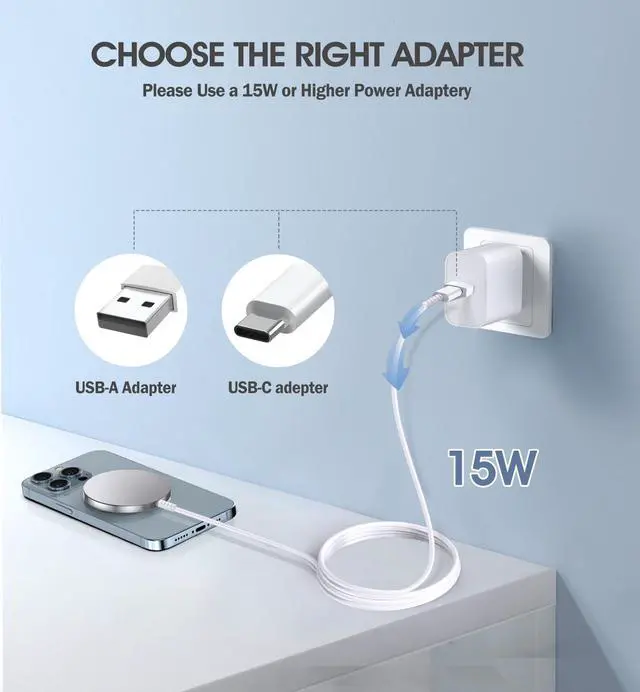 Alt view image 4 of 7 - 2 Pack Magnetic Wireless Charger for iPhone 16 Pro Max/16 Pro/16 Plus/16/15/15 Pro/15 Plus/15 Pro Max 15W Fast Mag Safe Charger Pad for iPhone 16/15/14/13/12 Series and AirPods 3/2/Pro 2/Pro