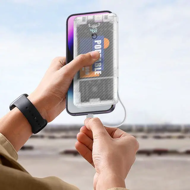 Alt view image 6 of 6 - 10000mAh Portable Charger,Q Slim USB C Power Bank,5 Output 2 Input 20W Travel External Battery Pack with Built-in Cables and AC Wall Plug, Compatible with Different Mobilephone, Tablet and More