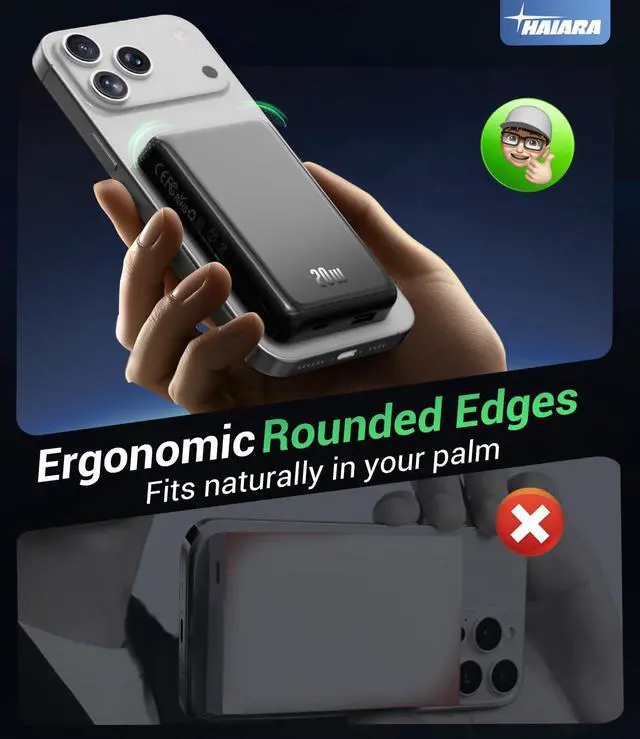 Alt view image 5 of 7 - Portable Charger for Magsafe Power Bank - 10000mAh Magnetic Phone Charger, USB-C 22W PD Fast Charging, Slim Wireless Battery Pack for iPhone 17/16/15/14/13 Series,for Travel Cruise Essentials-Graphite