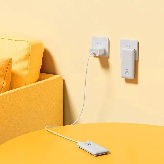 Alt view image 2 of 6 - 10000mAh Portable Charger with Built-in Cables and AC Wall Plug, USB C Fast Charging Power Bank with 3 Cords,5 Output External Battery Pack Compatible with iPhone,Tablet and All Smart Phones