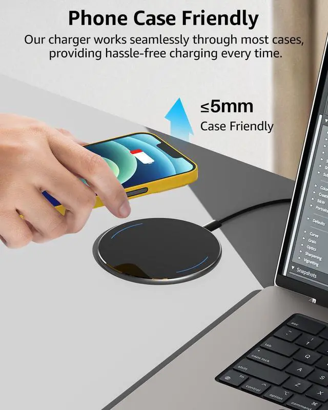 Alt view image 5 of 7 - 2025 W1 New Anti-Slip Wireless Charger 15W Max Fast Wireless Charging Pad Compatible with iPhone 17/16/16 Plus/16 Pro Max /15/14/13/SE Series, Samsung Galaxy S25/S24/S23 Series, Black