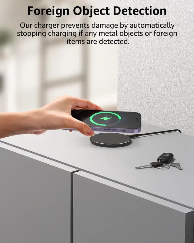 Alt view image 7 of 7 - 2025 W1 New Anti-Slip Wireless Charger 15W Max Fast Wireless Charging Pad Compatible with iPhone 17/16/16 Plus/16 Pro Max /15/14/13/SE Series, Samsung Galaxy S25/S24/S23 Series, Black