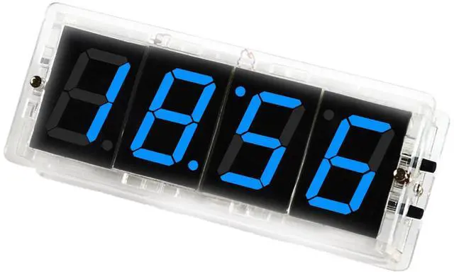 Main image of DIY Digital Clock Soldering Kit 4-Digit LED Display with Temperature Sensor, 12H/24H Alarm & Memory Function, STEM Electronics Project for Adults (Blue)