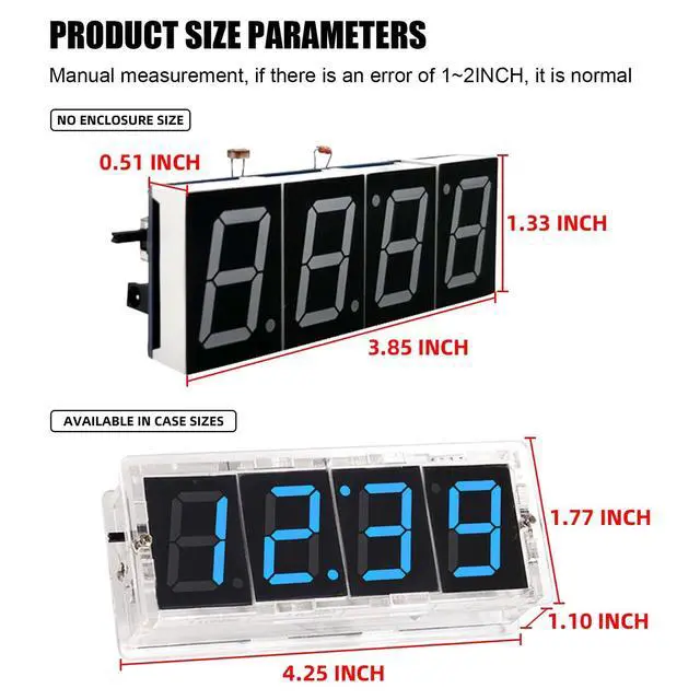 Alt view image 6 of 7 - DIY Digital Clock Soldering Kit 4-Digit LED Display with Temperature Sensor, 12H/24H Alarm & Memory Function, STEM Electronics Project for Adults (Blue)