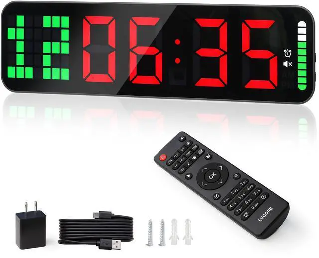 Main image of Gym Timer - Large Digital Gym Clock Wall with Interval Time Progress Bar, Countdown/Up Stopwatch, Remote Control for Home Gym Garage Boxing Crossfit