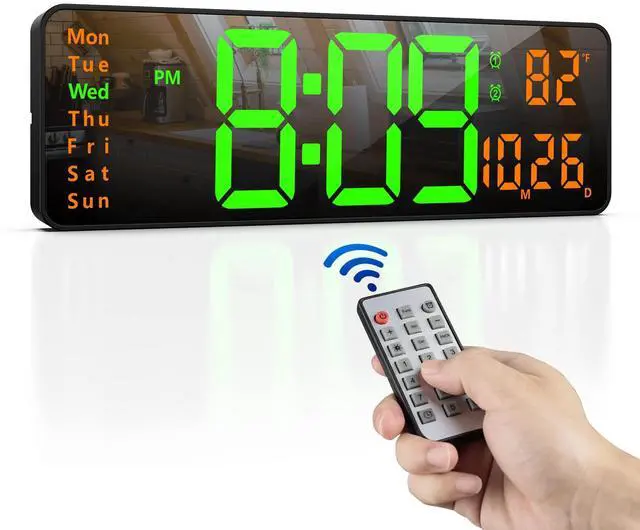 Main image of 16" Digital Wall Clock with Remote Control, Large Digital Clock with Date, Week, Temperature, Alarm, Timer, Electric Wall Clock for Living Room, Bedroom, Decor, Gift for Elderly