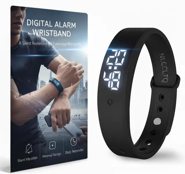 Main image of Vibrating Alarm Wristband Wrist Alarm Clock Watch Vibrating Band Vibrates Silent Bracelet Alarms for Heavy Sleepers That Won't Wake Partner Wearable Shock Devices to Wake up Bands for Deaf Sleeper