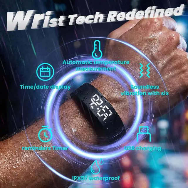 Alt view image 2 of 7 - Vibrating Alarm Wristband Wrist Alarm Clock Watch Vibrating Band Vibrates Silent Bracelet Alarms for Heavy Sleepers That Won't Wake Partner Wearable Shock Devices to Wake up Bands for Deaf Sleeper