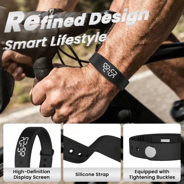 Alt view image 3 of 7 - Vibrating Alarm Wristband Wrist Alarm Clock Watch Vibrating Band Vibrates Silent Bracelet Alarms for Heavy Sleepers That Won't Wake Partner Wearable Shock Devices to Wake up Bands for Deaf Sleeper