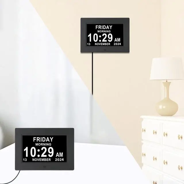 Alt view image 3 of 6 - Digital Calendar Clock, 12 Custom Alarm Options, Calendar Clock with Day and Date Display 7-Inch Large Display, Digital Clock for Seniors Dementia Alzheimer Memory Loss Vision Impaired Elderly