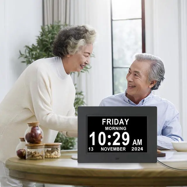 Alt view image 5 of 6 - Digital Calendar Clock, 12 Custom Alarm Options, Calendar Clock with Day and Date Display 7-Inch Large Display, Digital Clock for Seniors Dementia Alzheimer Memory Loss Vision Impaired Elderly
