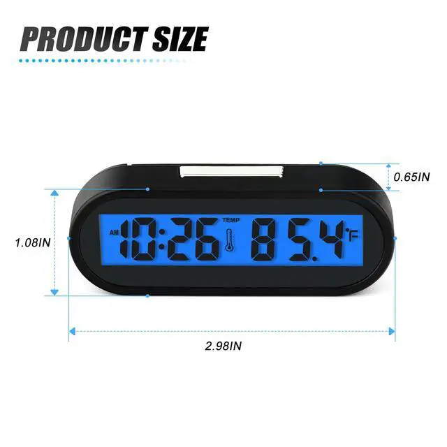 Alt view image 2 of 7 - 2PCS Car Clocks with Temperature, Fahrenheit LED Backlight 2 in 1, Vehicle Adhesive Digital Dashboard Clock, Small Electronic Clock for Car Truck Dashboard & Air Vent